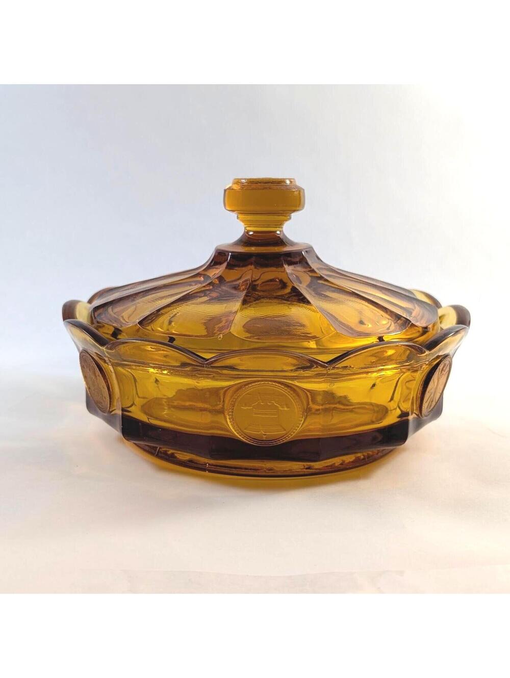 Fostoria Amber Coin Glass Candy Dish